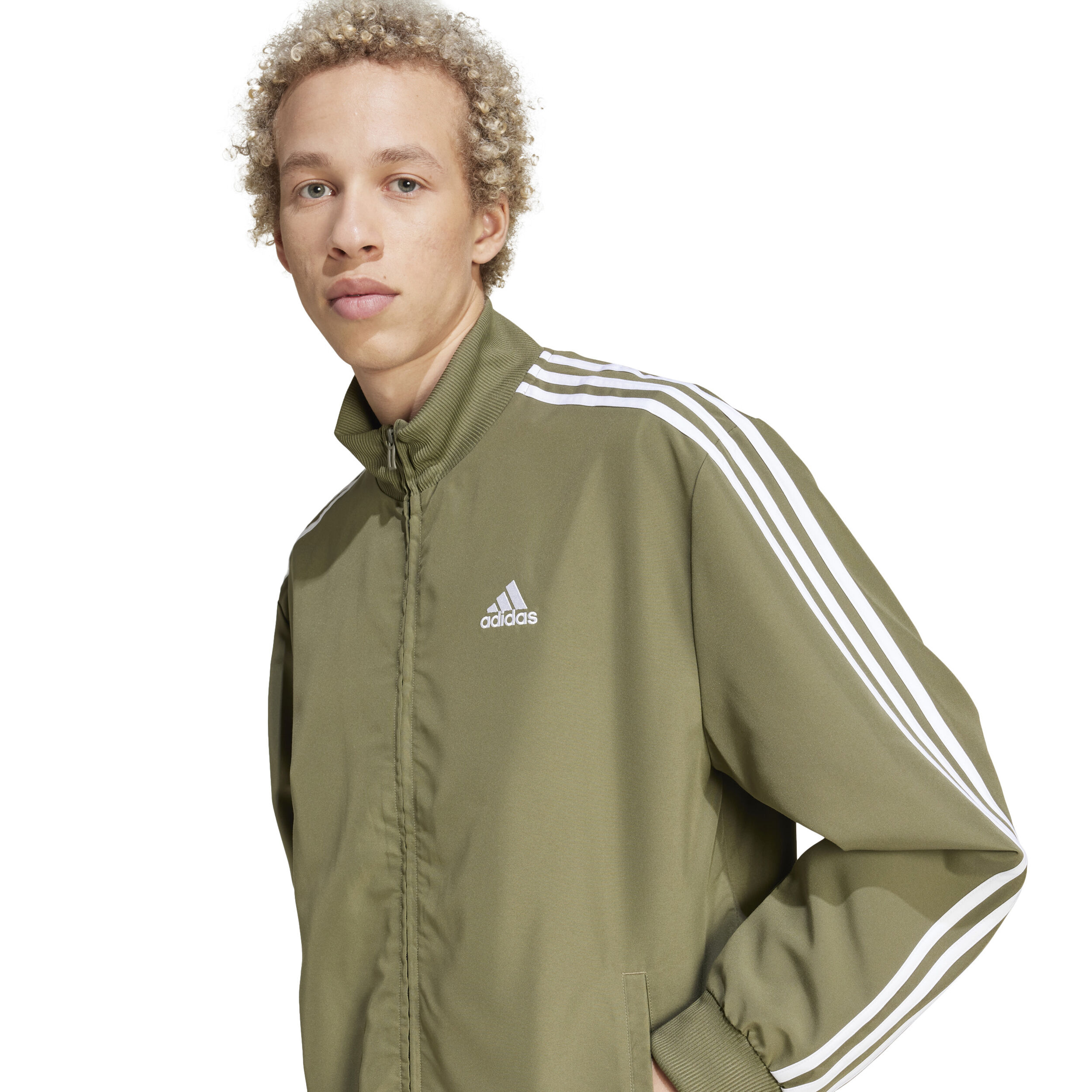 Buy adidas 3Stripes Woven Chandal Hombres Oliva Blanco online Tennis Point ES
