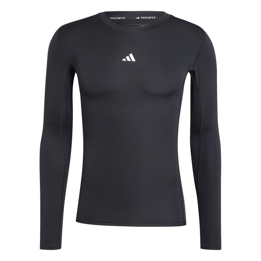 adidas TechFit Camiseta De Manga Larga Hombres-Negro