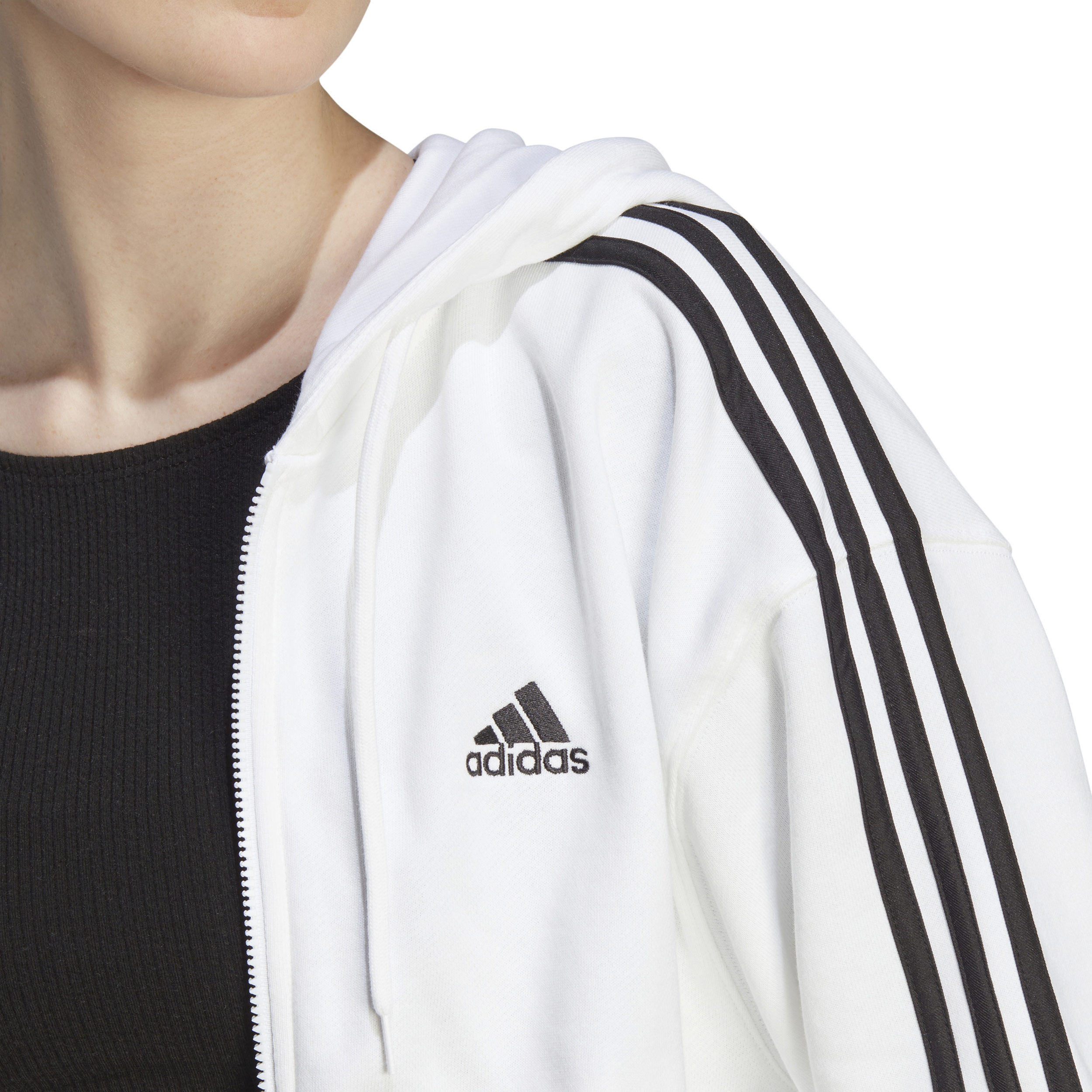 Buy adidas 3 Stripes French Terry Sudadera Con Cremallera Mujeres Blanco Negro online Tennis Point ES