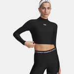 Ropa Under Armour Under Armour HeatGear Crop Mock Camiseta de manga larga Mujeres-negro, blanco