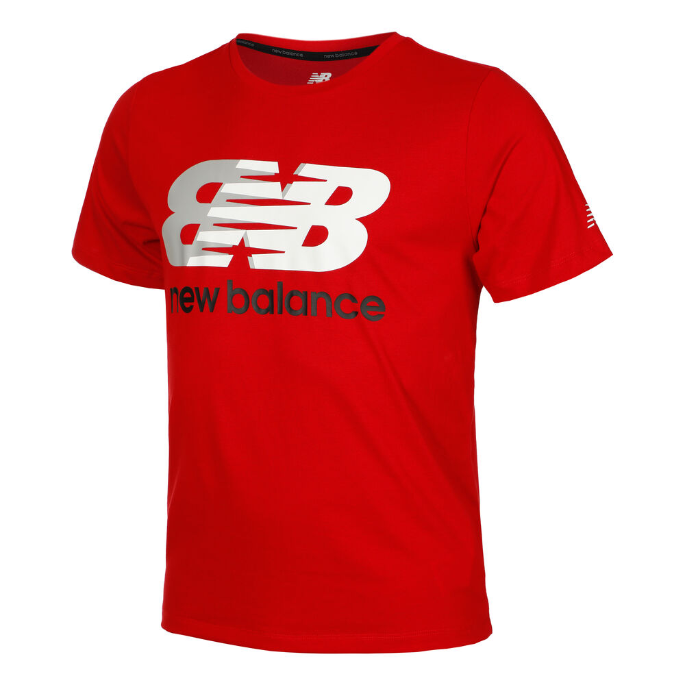 new balance graphic heathertech camiseta de manga corta hombres - rojo
