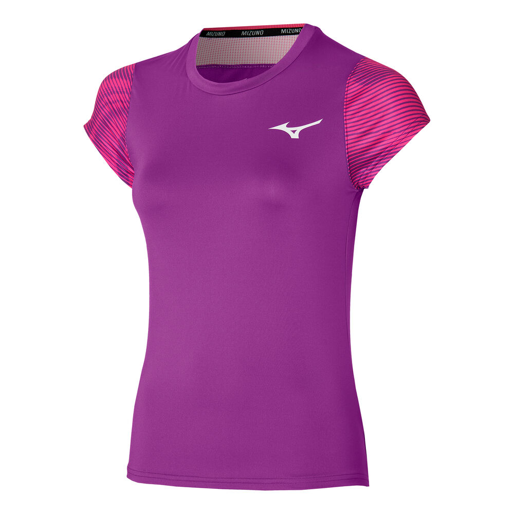 Mizuno Charge Printed Camiseta De Manga Corta Mujeres - Lila
