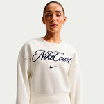 Ropa de tenis Nike Nike Court Fleece Crew Sudadera Mujeres-crema, azul oscuro