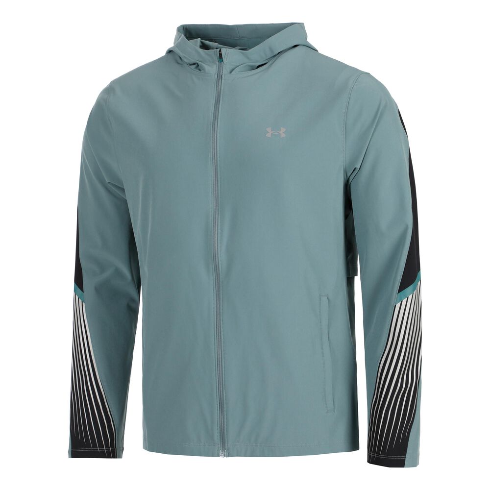 Under Armour Velociti Storm Hooded Chaqueta Para Correr Hombres - Azul-gris, Negro