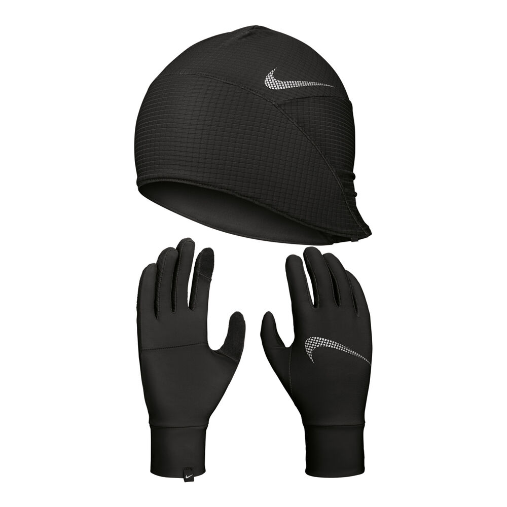Nike Essential Running Set Laufmütze + Guantes De Correr Mujeres-Negro,Blanco