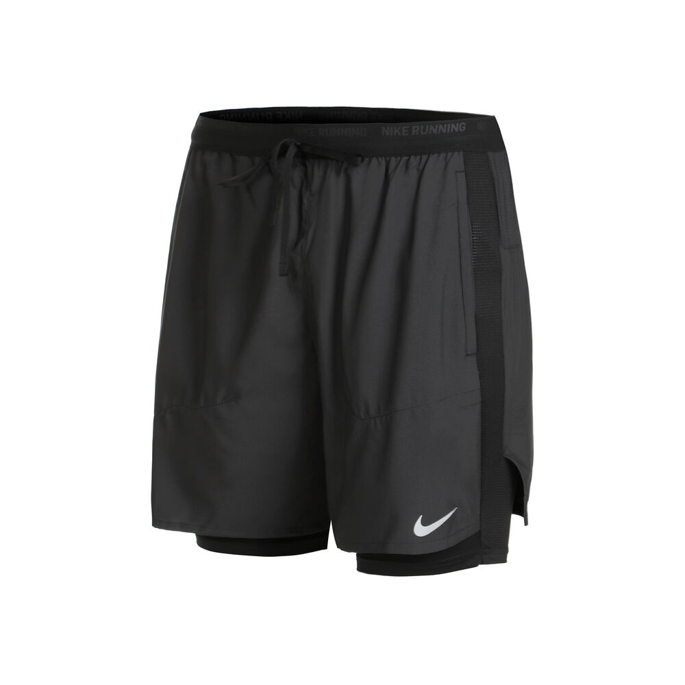 Nike Dri-Fit Stride Hybrid 5in 2in1 Pantalones Cortos Hombres-Negro,Gris