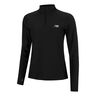 Space Dye Quarter Zip Camiseta De Manga Larga Mujeres-Negro