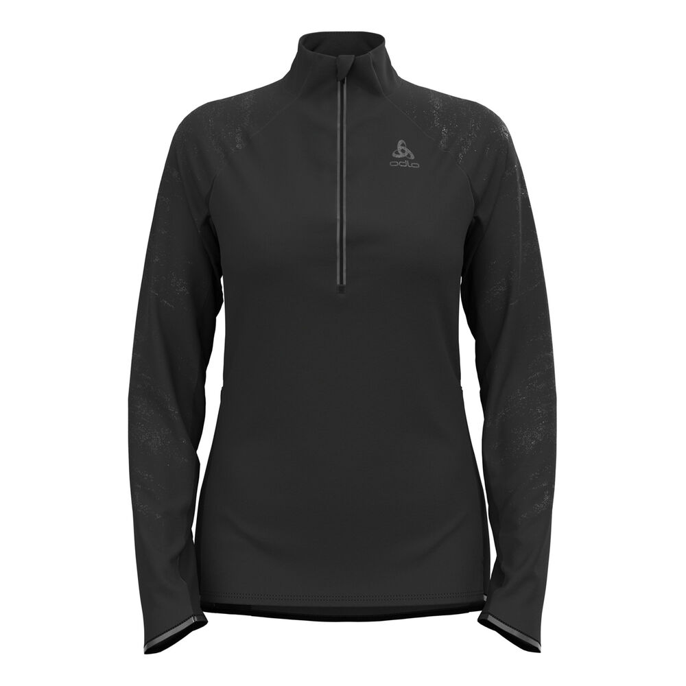 Odlo Zeroweight Ceramiwarm Reflective Mid Layer Half-Zip Top De Running Mujeres - Negro