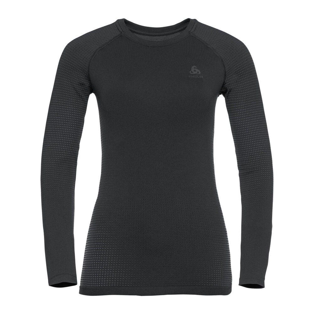 Odlo Performance Warm Eco BI Top Crew Neck Camiseta De Manga Larga Mujeres - Negro, Antracita