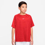 Ropa de tenis Nike Nike Dri-FIT Multi Heather Camiseta de manga corta Niños-rojo oscuro