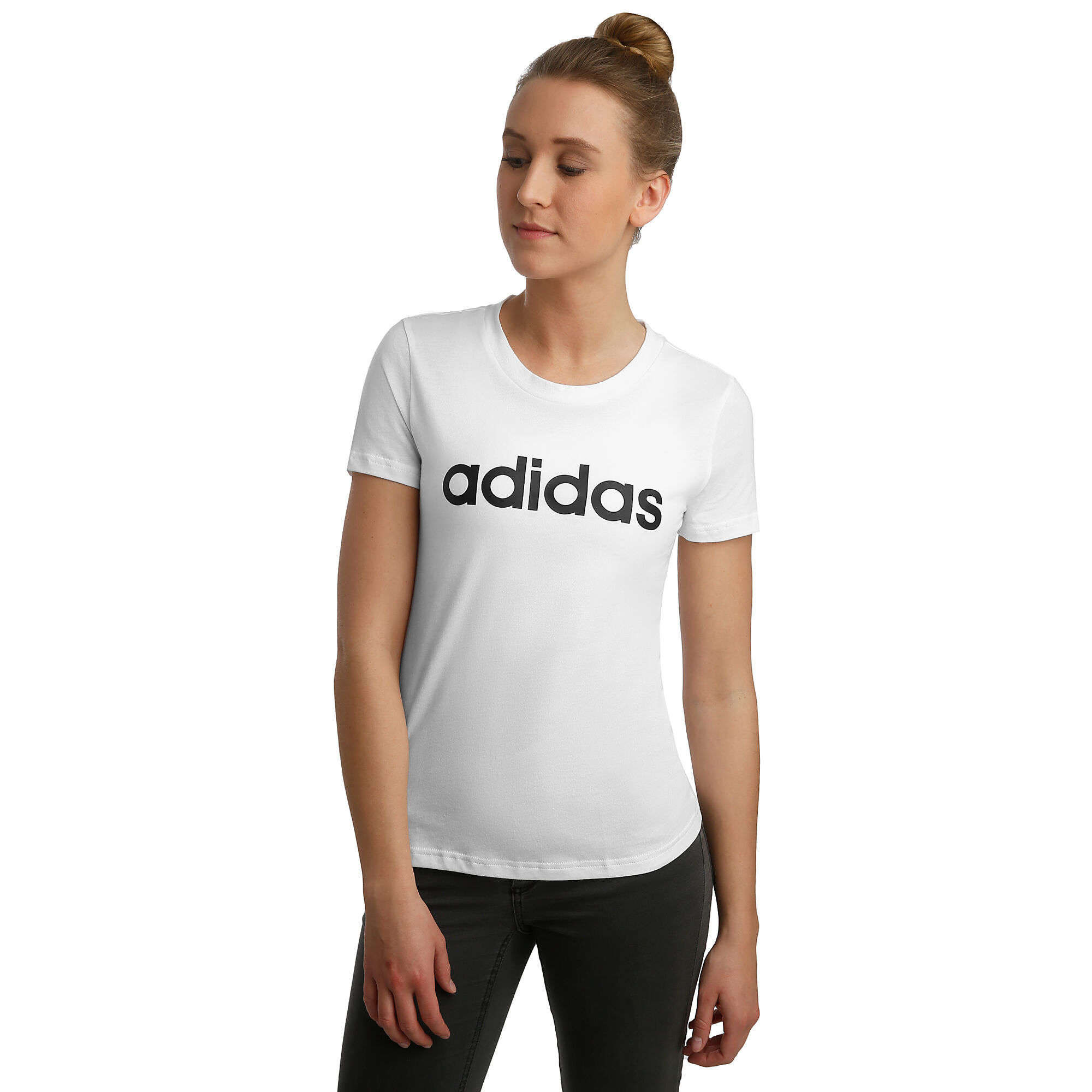 adidas Essentials Linear Slim Camiseta De Manga Corta Mujeres Blanco, Negro compra online | Tennis-Point