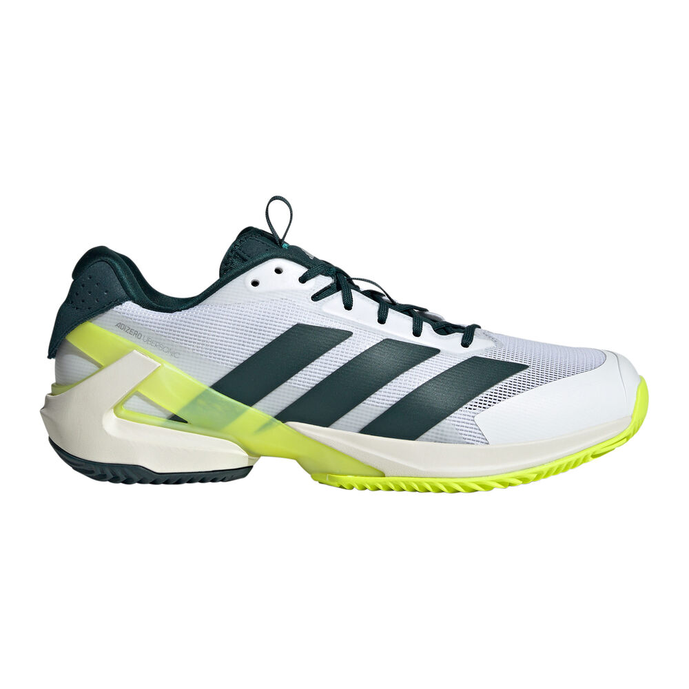 adidas Adizero Ubersonic 5 Zapatilla Tierra Batida Hombres-Blanco,Verde Oscuro