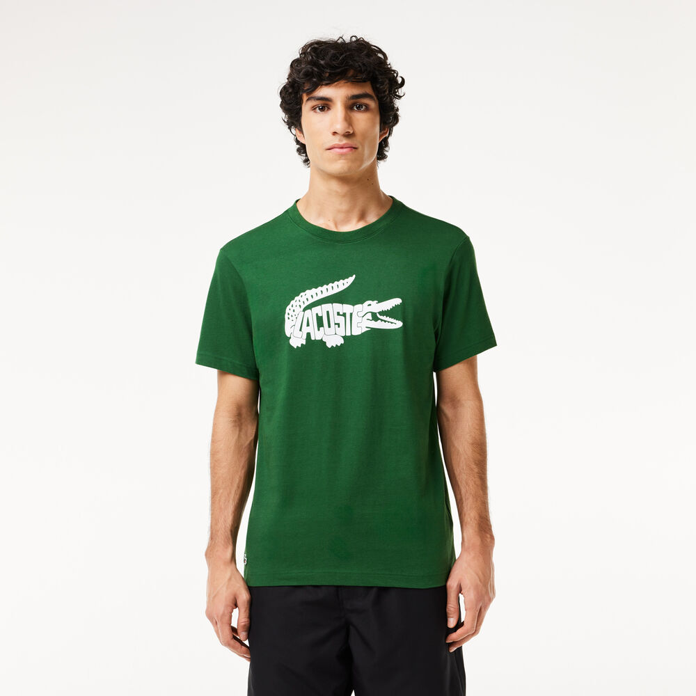 Lacoste Camiseta De Manga Corta Hombres-Verde,Blanco