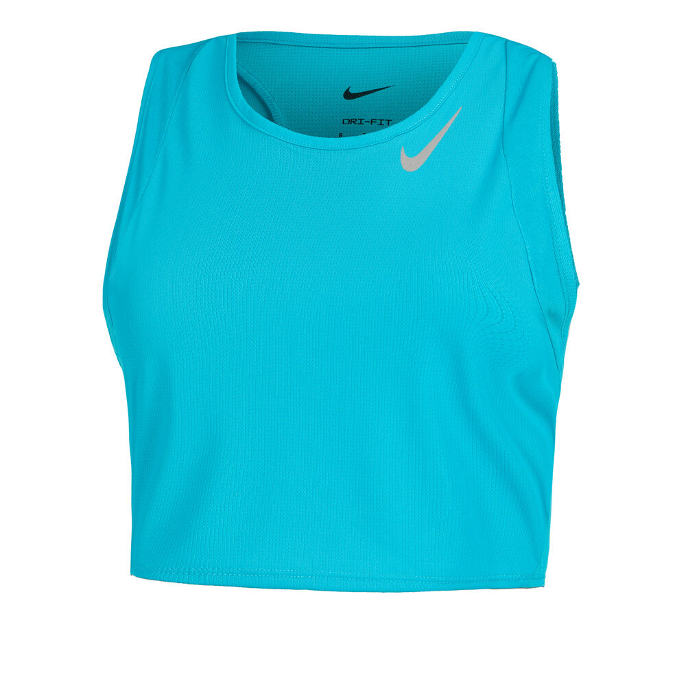 Nike Dri-Fit Fast Crop Camiseta De Running Mujeres-Turquesa