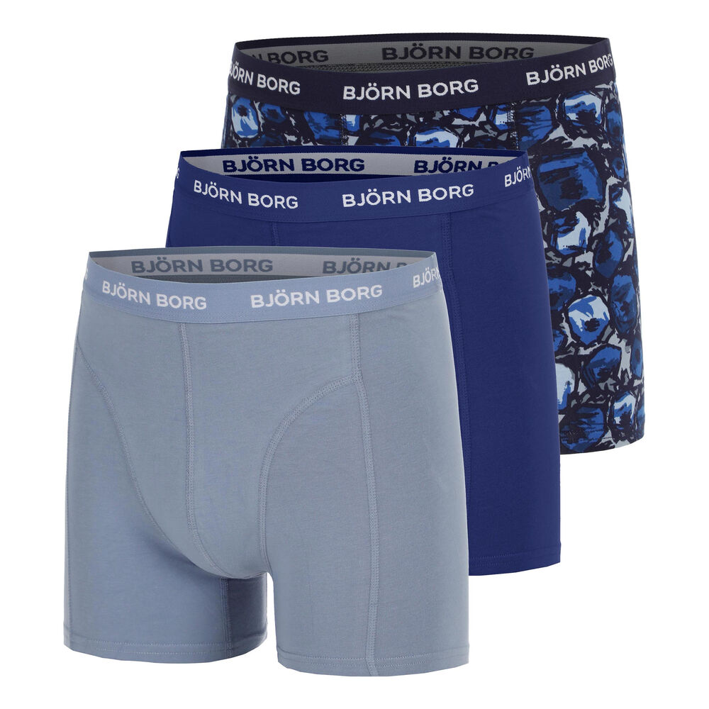 Björn Borg Cotton Stretch Boxer 3P Calzoncillos Tipo Bóxer Hombres-Azul-gris,Azul