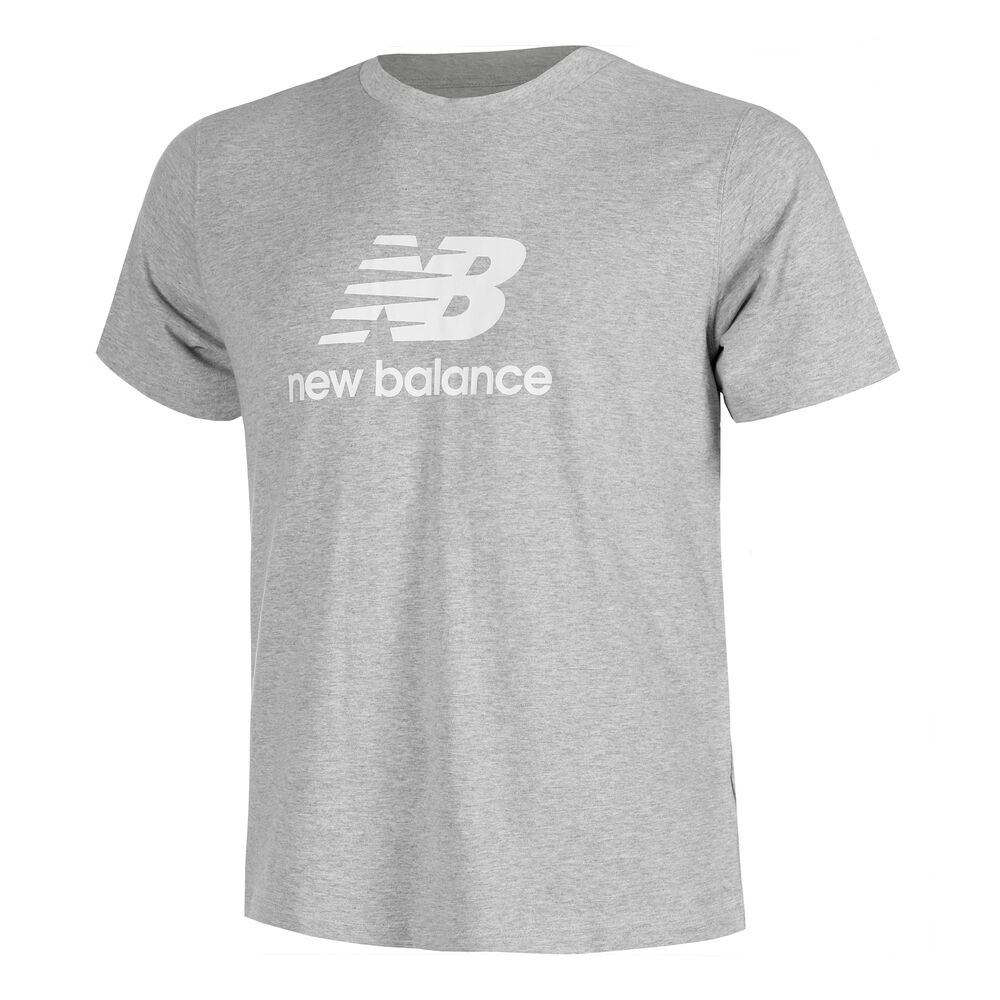 new balance stacked logo tee camiseta de manga corta hombres - gris
