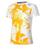Ropa de tenis Mizuno Mizuno Daybreakers Shadow Graphic Camiseta De Manga Corta Hombres-Blanco,Amarillo Limón