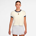 Ropa de tenis Nike Nike Heritage Camiseta de manga corta Mujeres-crema, azul oscuro