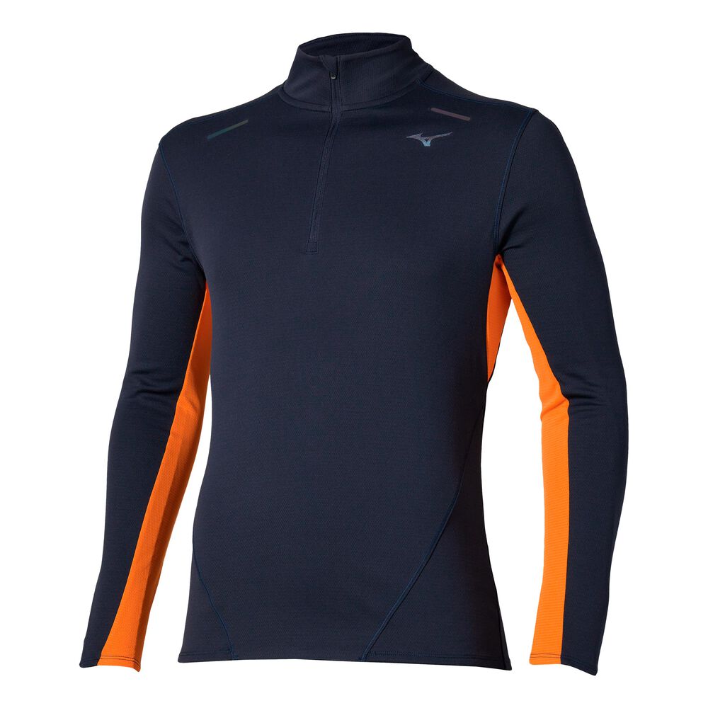 Mizuno Tech Thermal Charge Half Zip Camiseta De Running Hombres - Azul