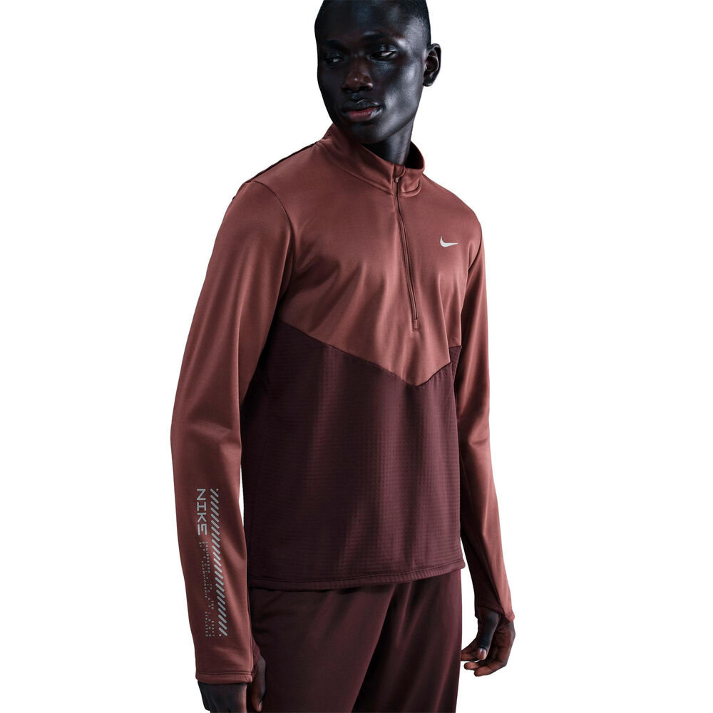 Nike Pacer Winterized Half-Zip Camiseta de running Hombres - rojo oscuro, bronce