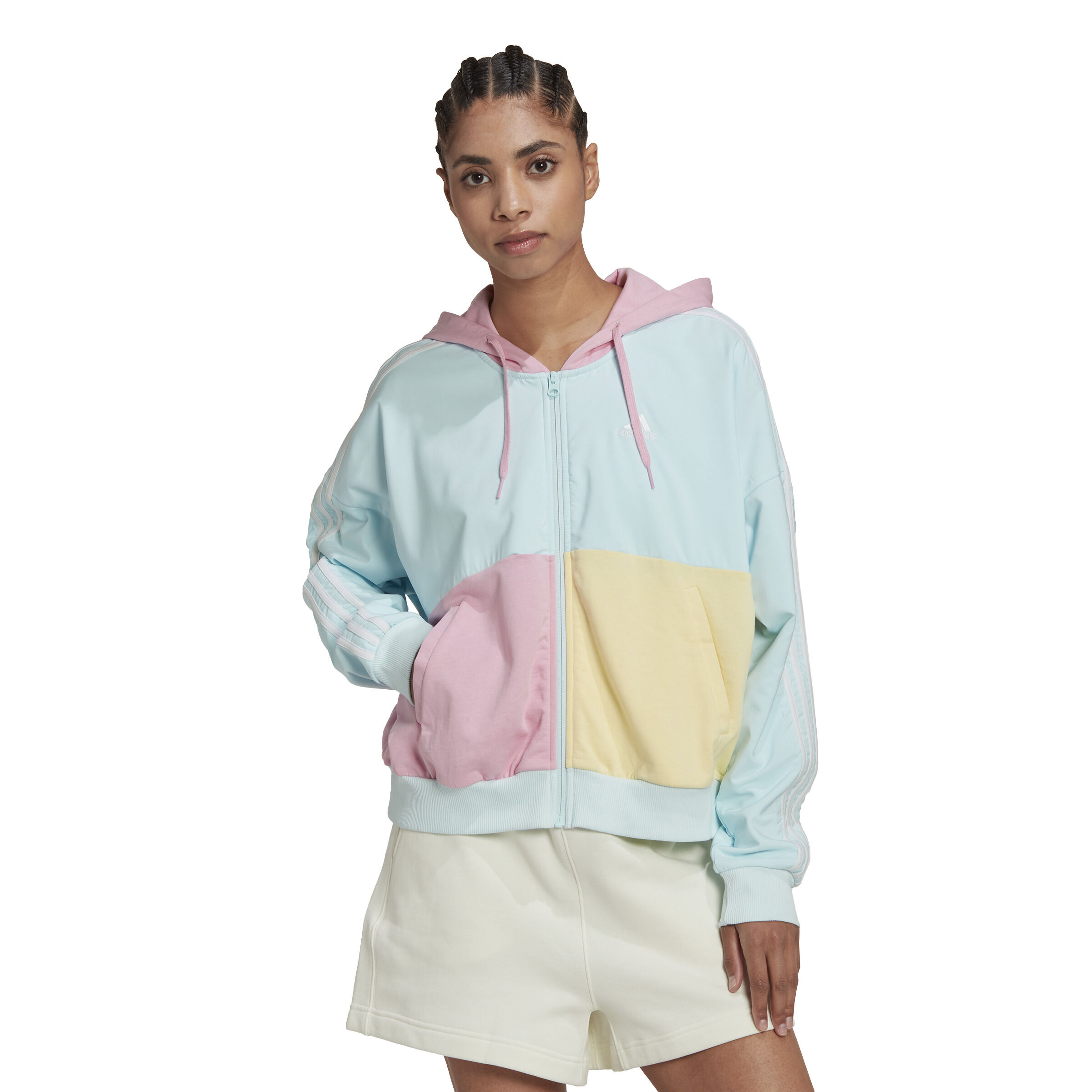 Buy adidas Color Block Bomber Sudadera Con Cremallera Mujeres Azul Claro Rosa online Tennis Point ES