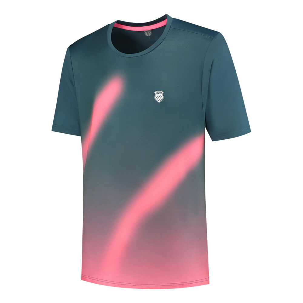 K-Swiss Hypercourt Print Crew Camiseta de manga corta Hombres - color petróleo, rosa