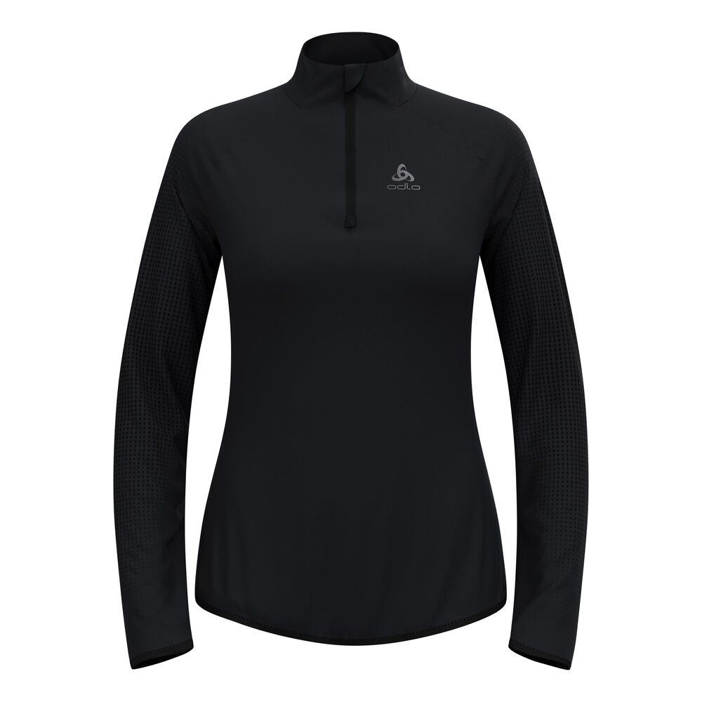 Odlo Zeroweight Warm Mid Layer 1/2 Zip Camiseta De Running Mujeres-Negro