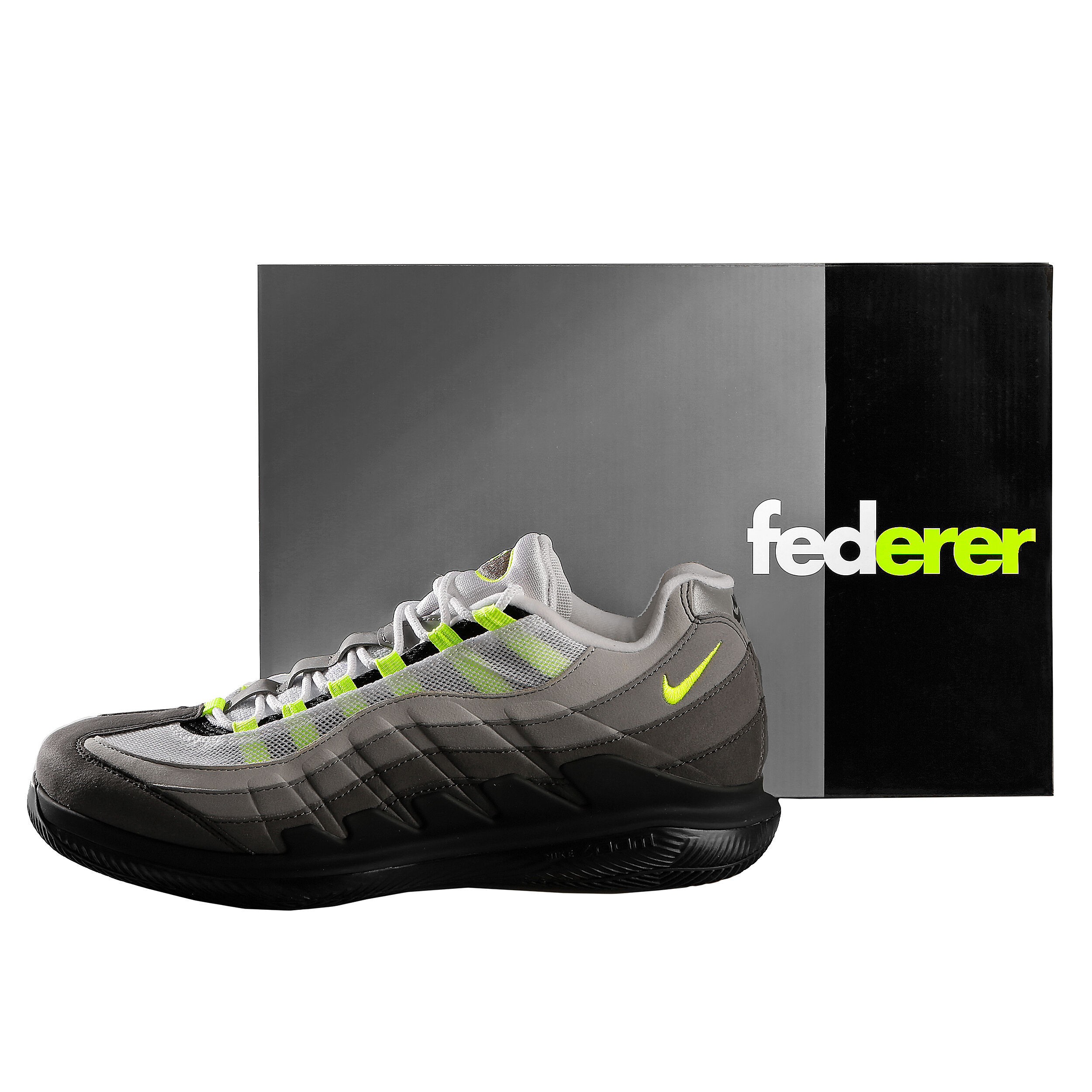 Nike Roger Federer Vapor X Air Max 95 Neon Zapatilla Todas Las Superficies Hombres Negro, Amarillo Neón Nike Roger Federer Vapor X Air Max 95 Greedy Zapatilla Todas