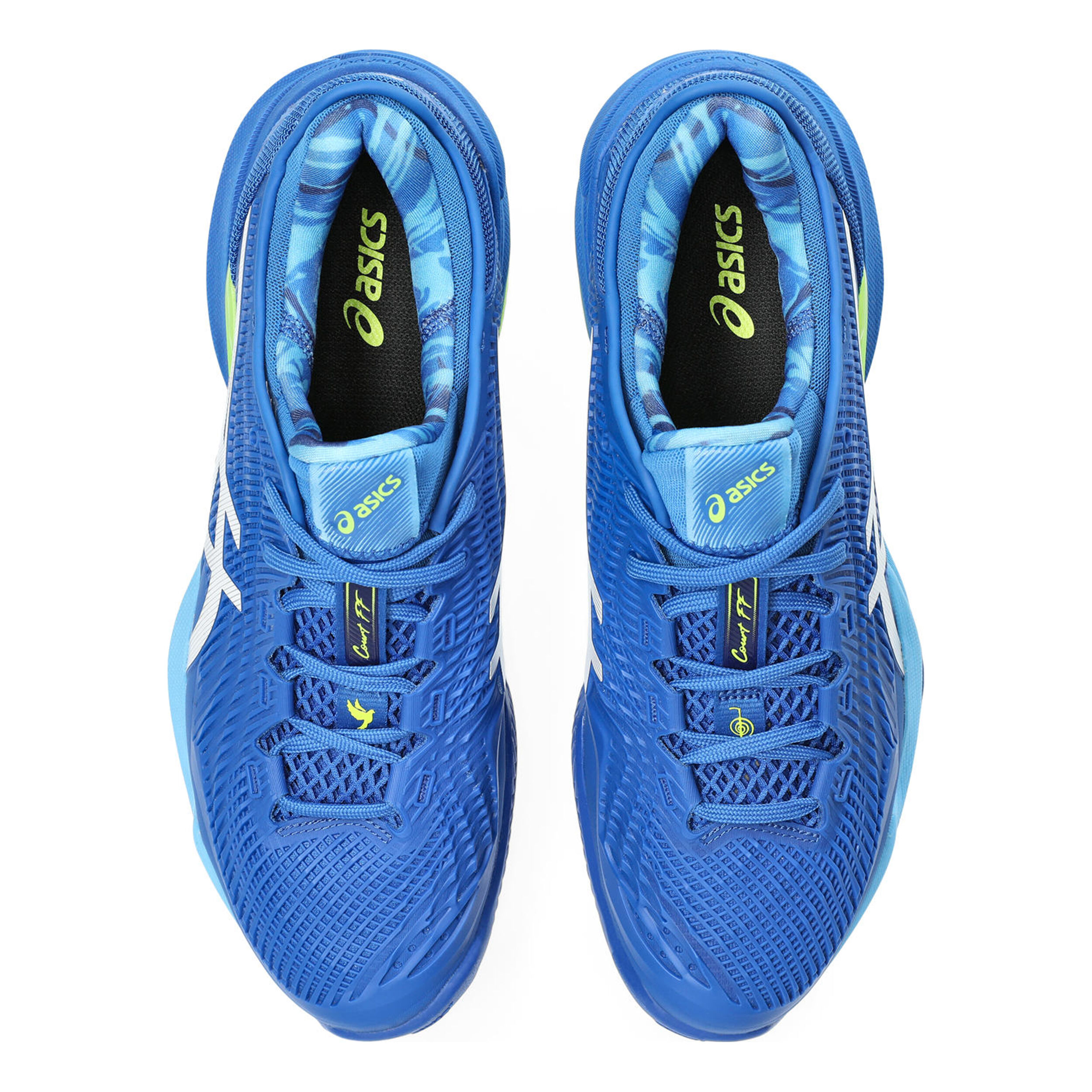 Buy ASICS Court FF 3 Novak Zapatilla Tierra Batida Hombres Azul Verde Neon online Tennis Point ES