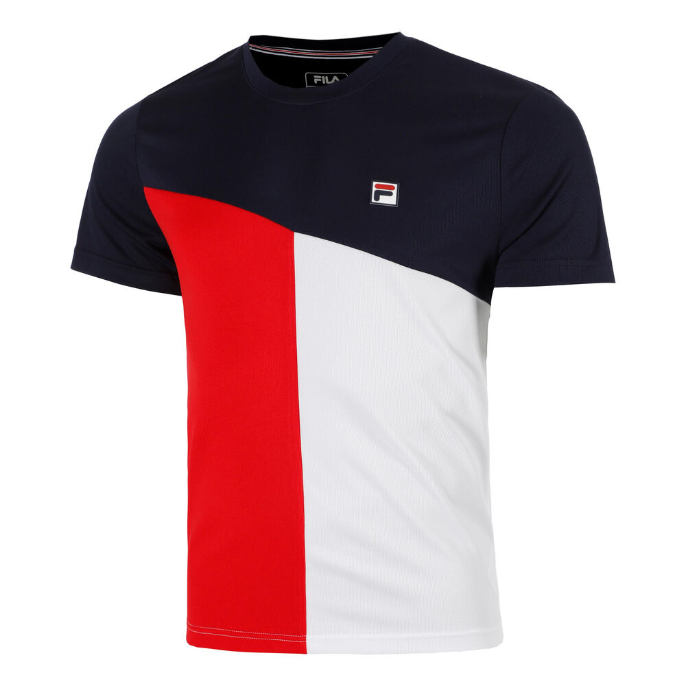Fila Christian Camiseta De Manga Corta Hombres-Azul Oscuro,Rojo