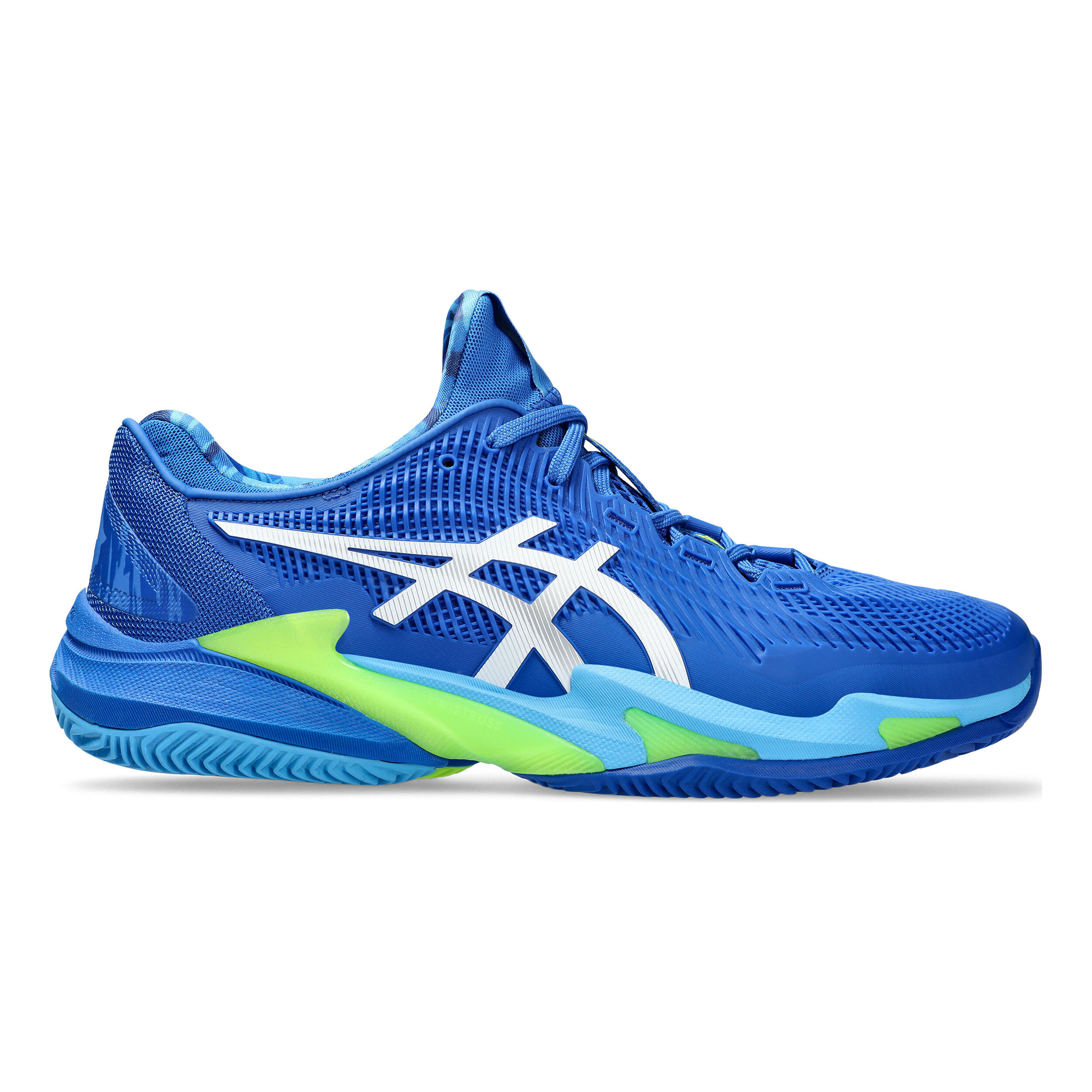 Buy ASICS Court FF 3 Novak Zapatilla Tierra Batida Hombres Azul Verde Neon online Tennis Point ES