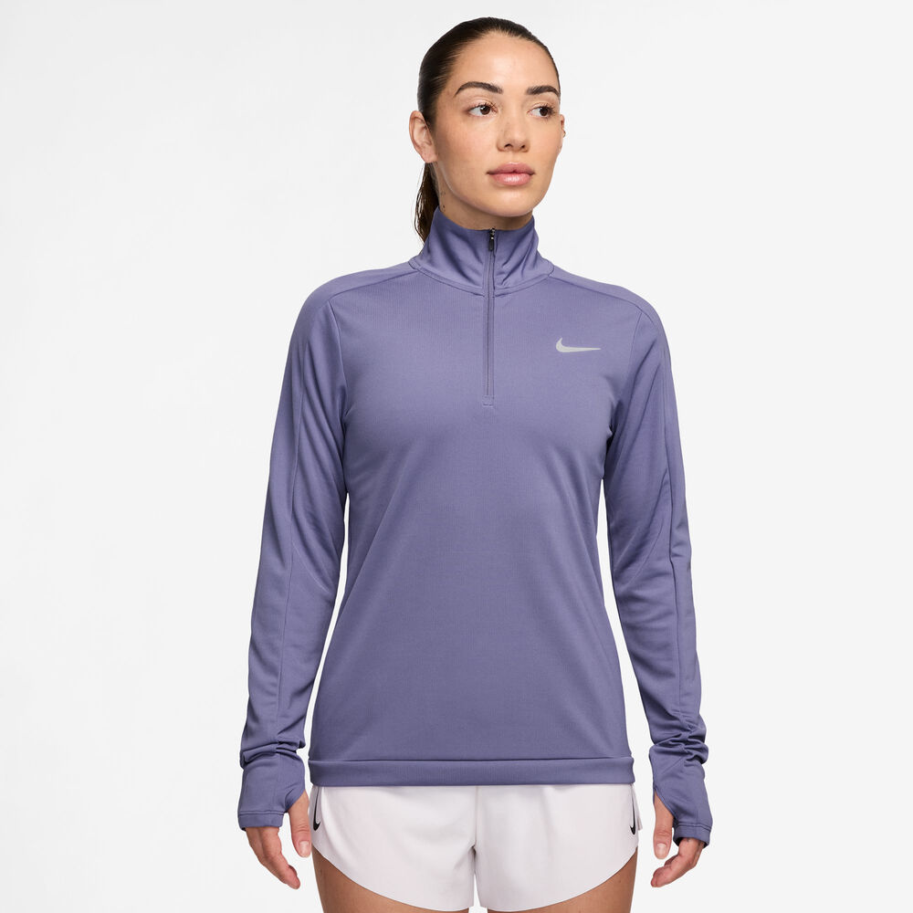 Nike Pacer 1/4 Zip Camiseta De Manga Larga Mujeres-Azul-gris