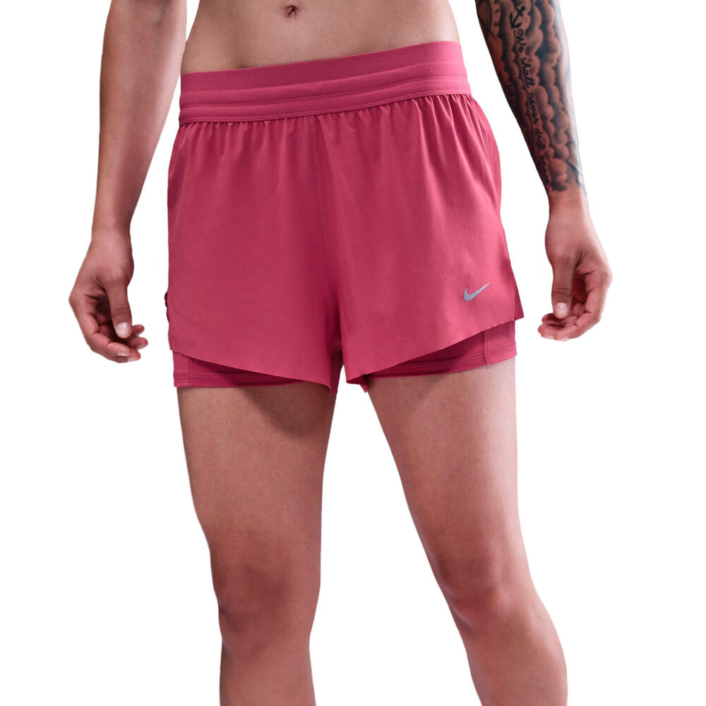 Nike Swift 2in1 Short Pantalones cortos Mujeres-berry, plateado