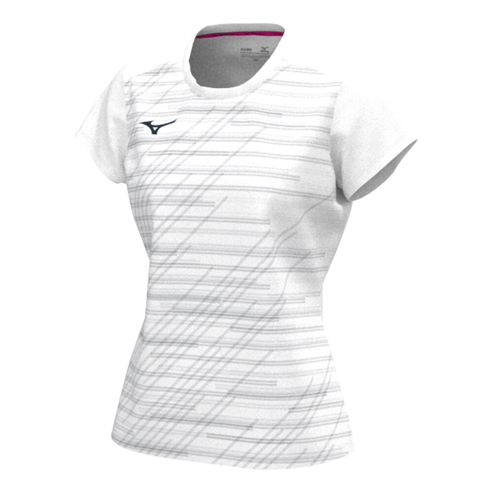 Mizuno Chiba Camiseta De Manga Corta Mujeres-Blanco