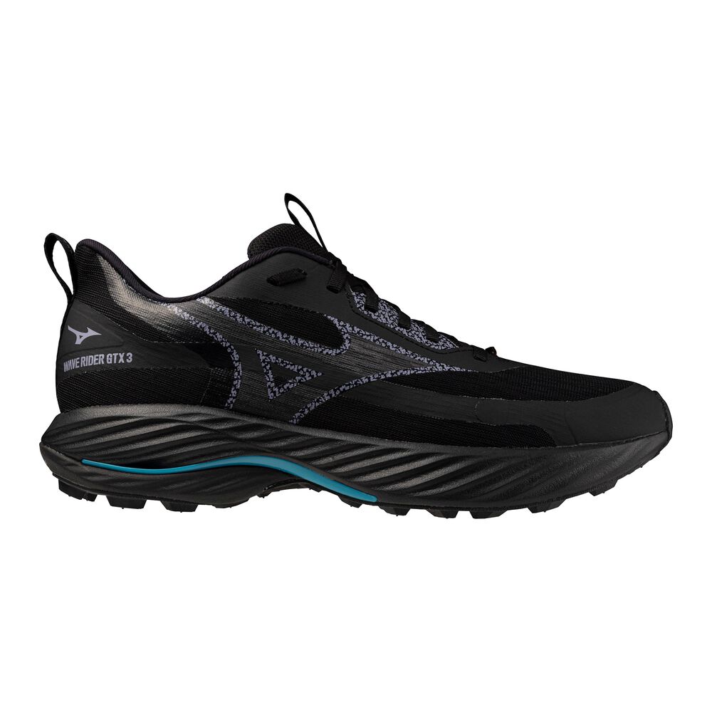 Mizuno Wave Rider GTX 3 Zapatilla Trail Hombres - Negro, Turquesa