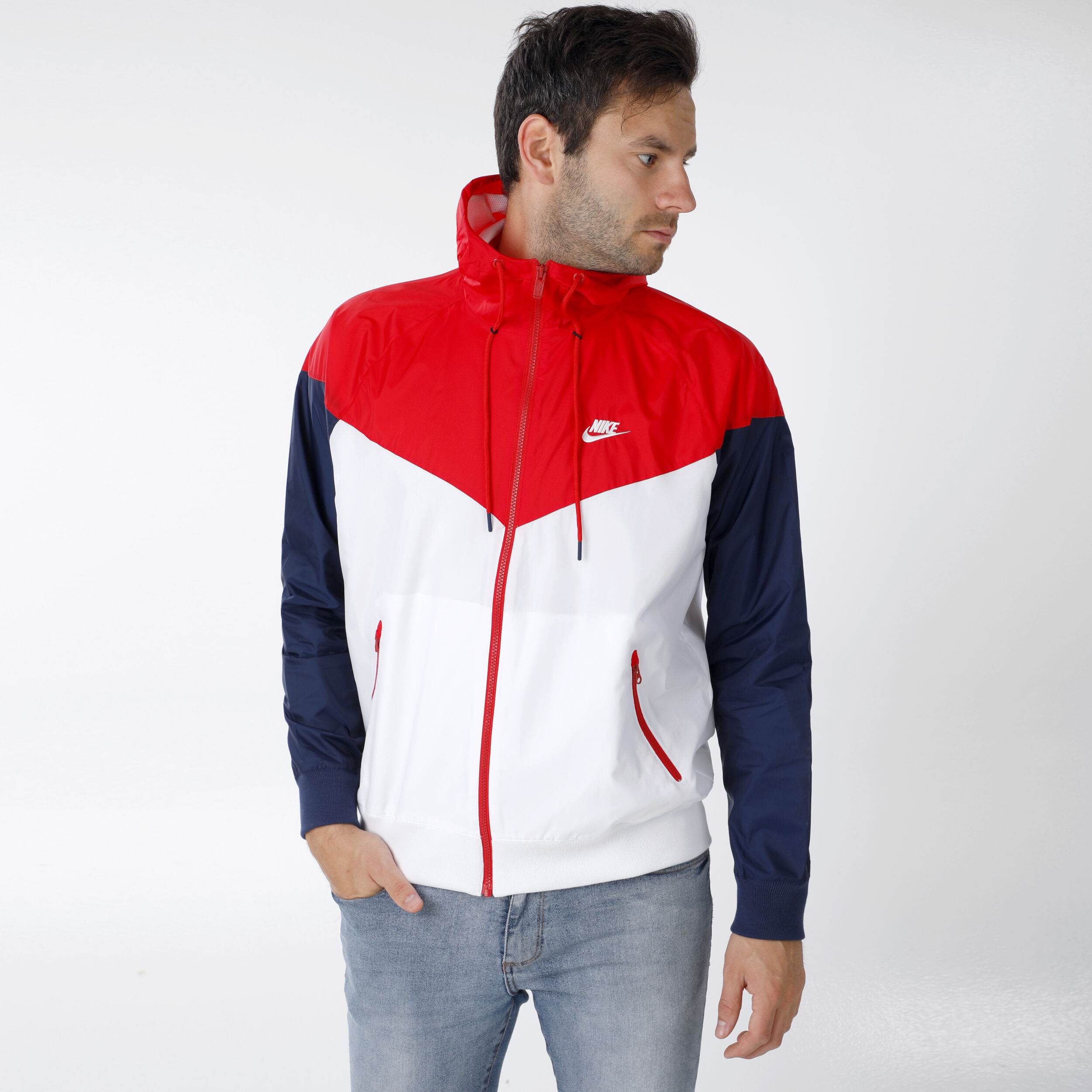 Buy Nike Sportswear Windrunner Chaqueta De Entrenamiento Hombres Blanco Rojo online Tennis Point ES