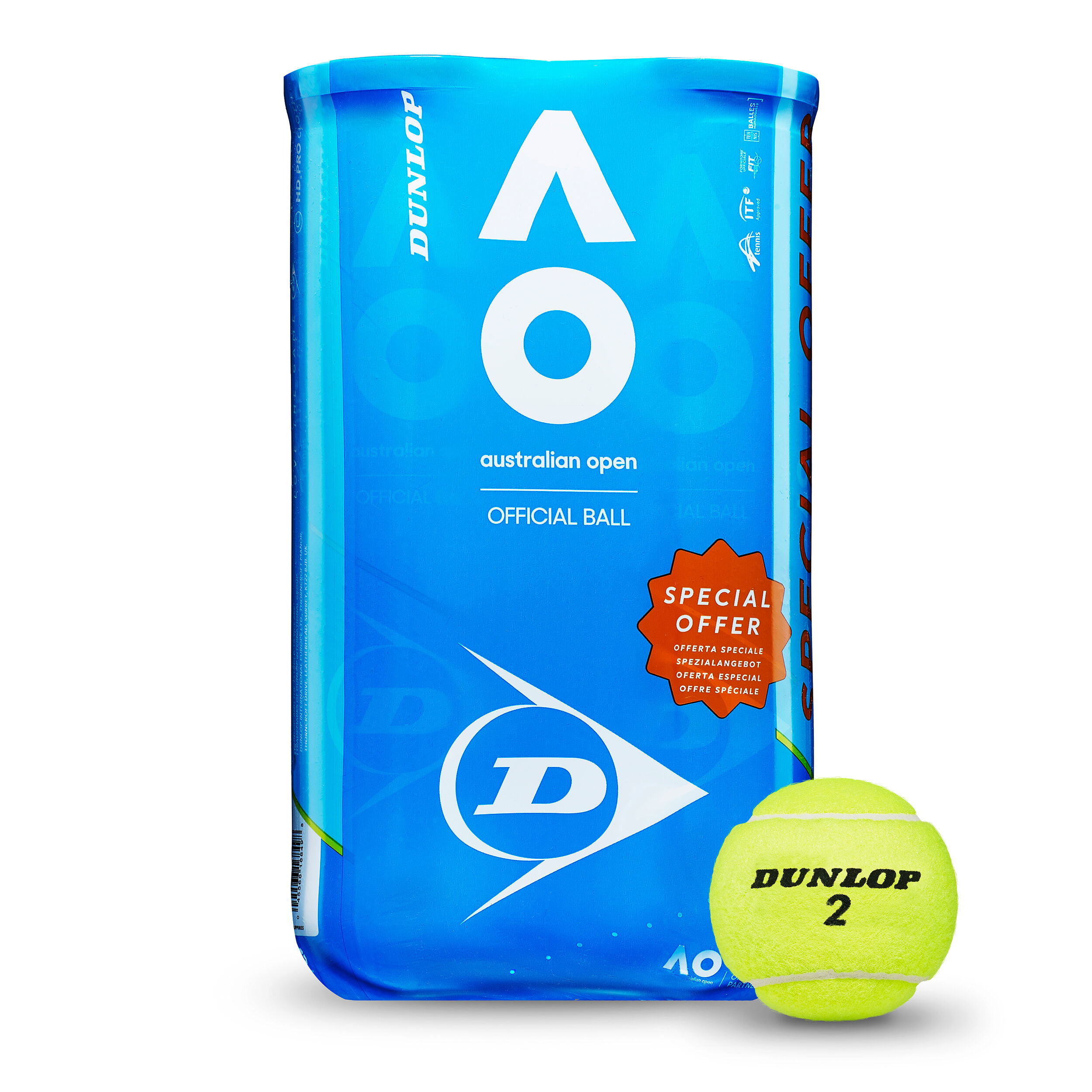 Dunlop Fort Dunlop AO Australian Open Tennis Balls (3 Cans Bundle