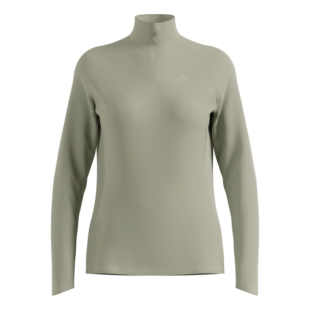 Odlo Essential Ceramiwarm 1/2 Zip Camiseta De Running Mujeres-Oliva