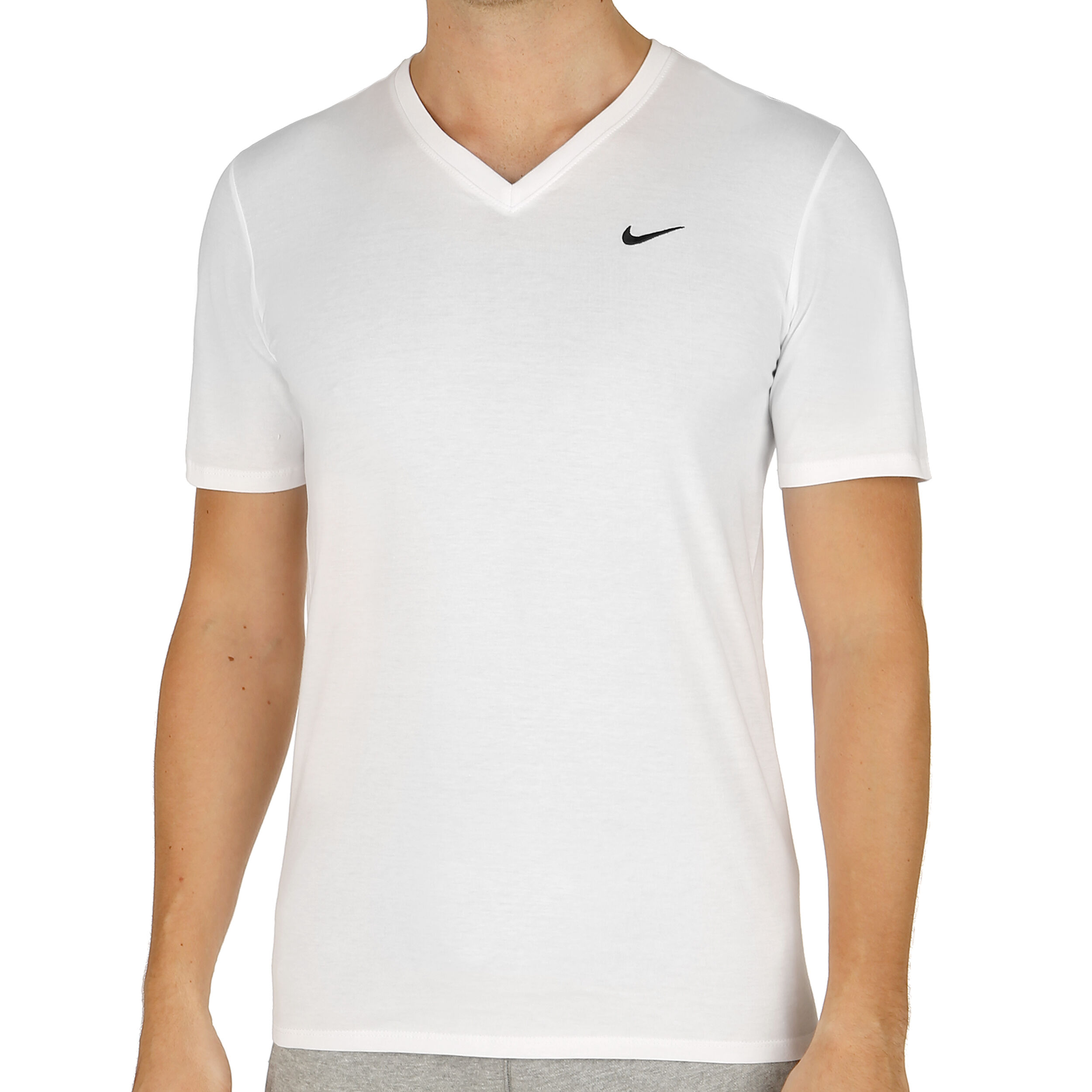 Buy Nike Embroidered Swoosh V Neck Camiseta De Manga Corta Hombres Blanco Negro online Tennis Point ES