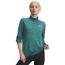 Tech 1/2 Zip-Twist Camiseta de manga larga Mujeres-verde, blanco