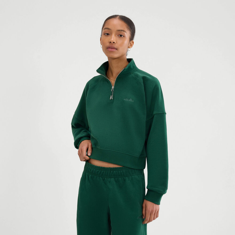 Ellesse Carrera 1/4 Zip Camiseta de manga larga Mujeres-verde oscuro