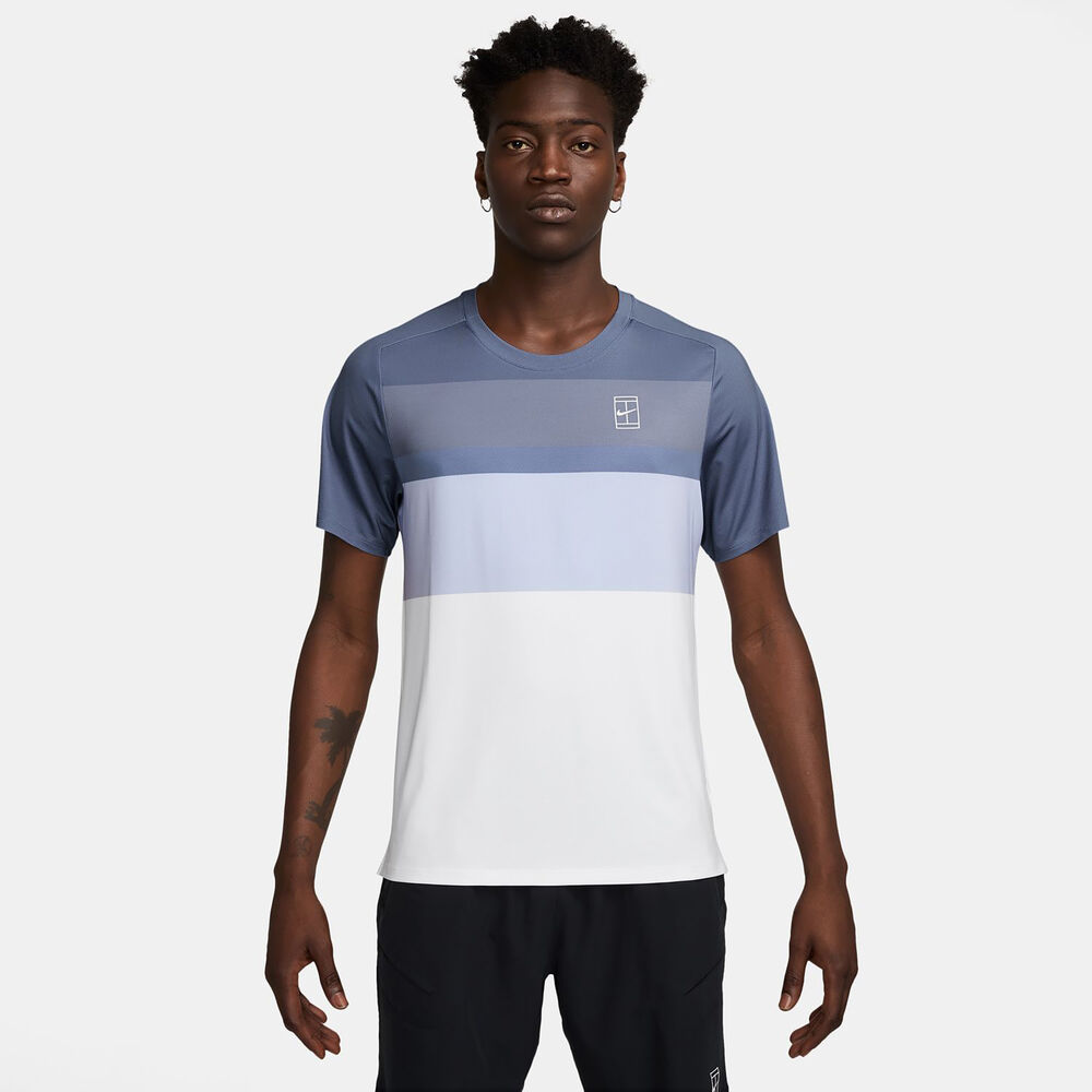Nike Court Dri-Fit Advantage Print Camiseta De Manga Corta Hombres-Azul-gris