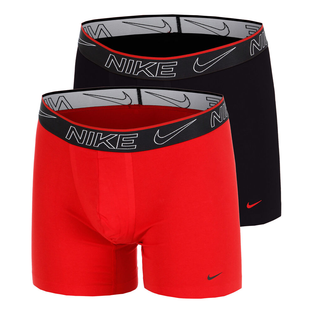 Nike Elite Cotton Stretch Calzoncillos Tipo Bóxer Pack De 2 Hombres-Negro,Rojo