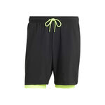 Ropa adidas adidas 7in Club 2In1 Shorts Hombres-Negro,Verde Ne&oacute;n
