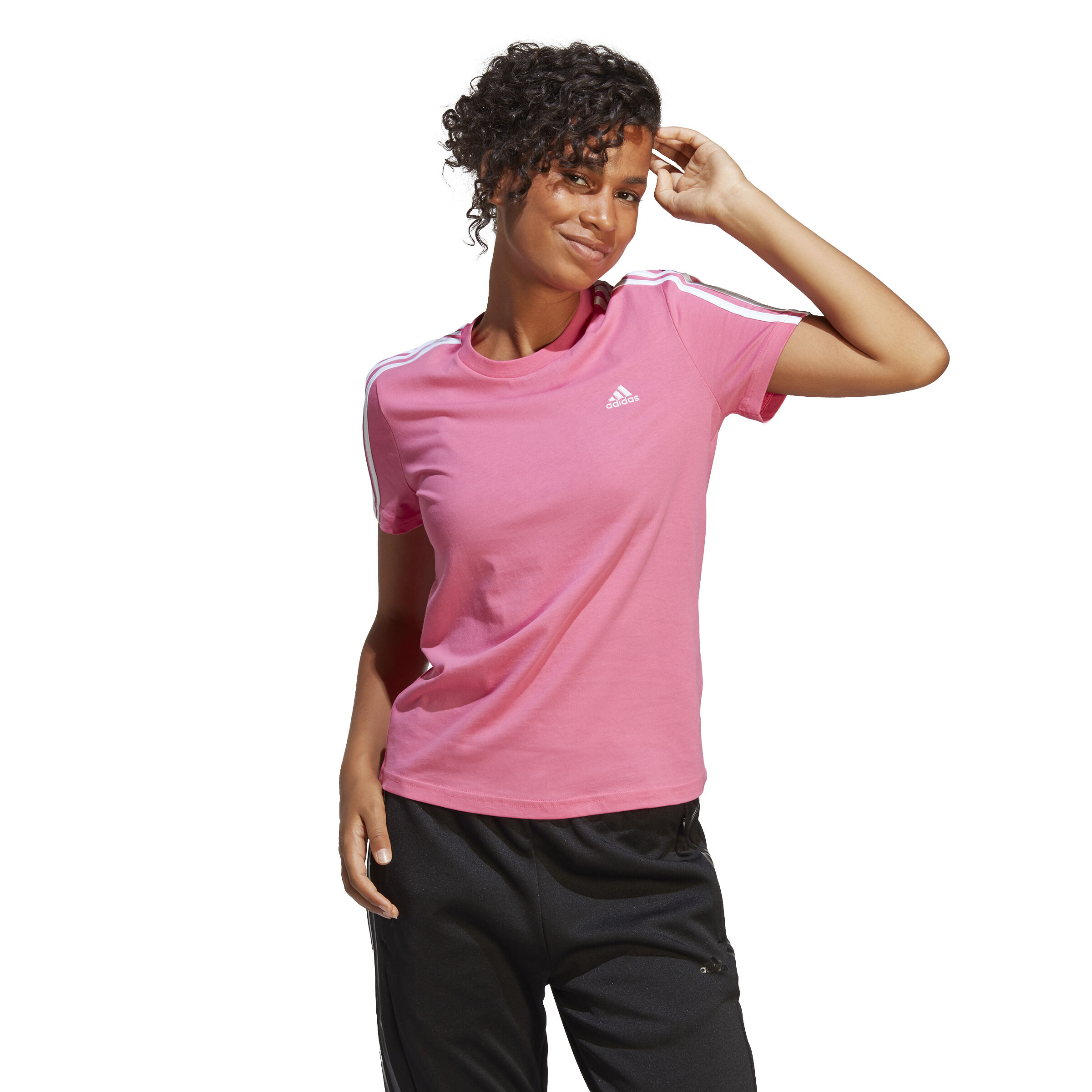 Camiseta 3 best sale stripes adidas rosa