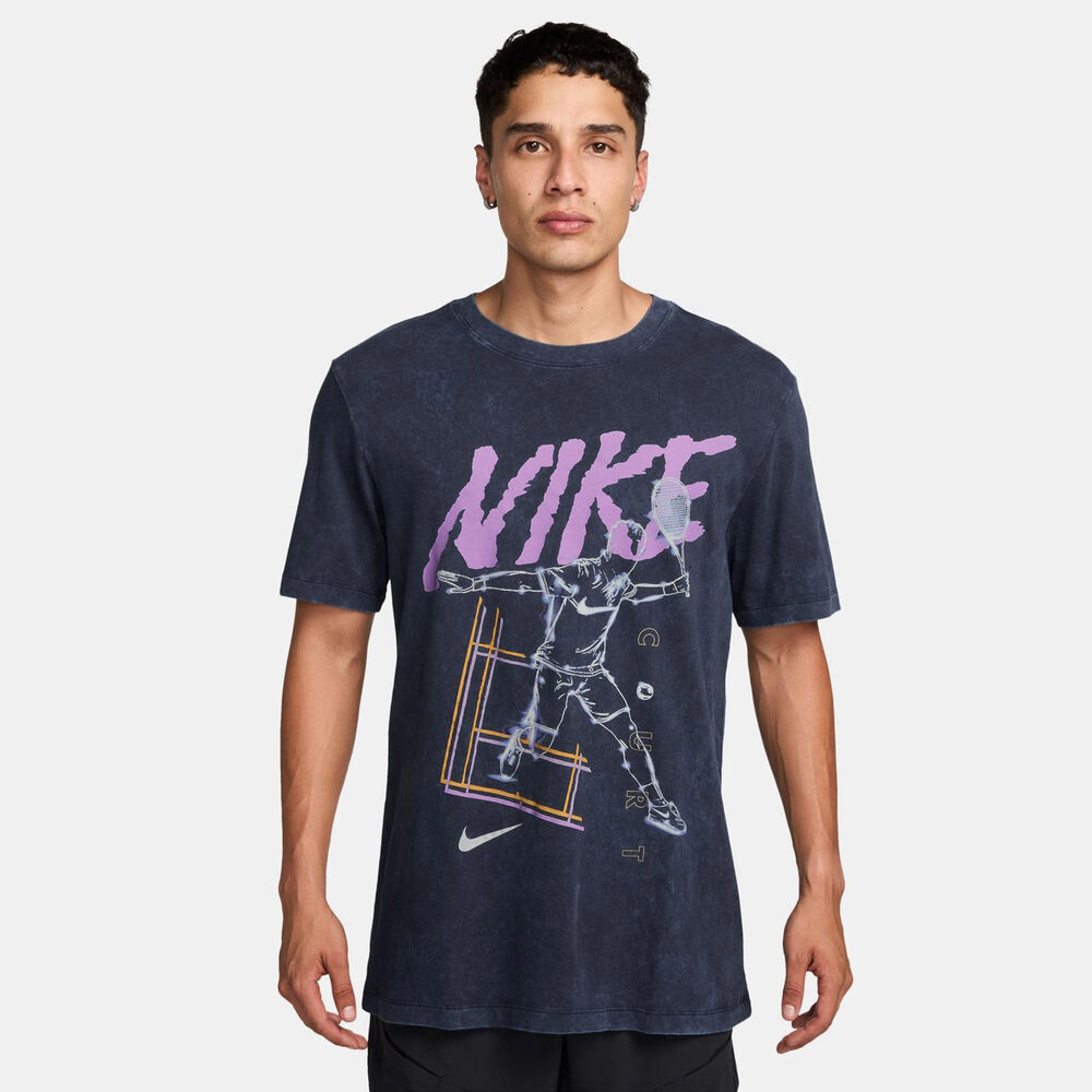 Nike Court Camiseta De Manga Corta Hombres-Azul Oscuro,Morado