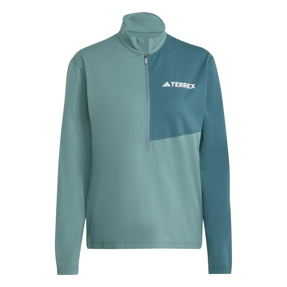 adidas Terrex MT Half-Zip Camiseta De Running Mujeres-Verde Oscuro,Verde