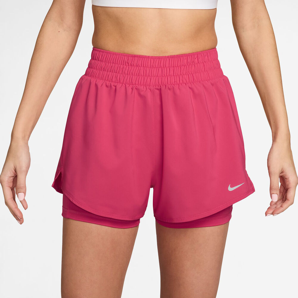 Nike Dri-Fit One Mid Rise 2in1 3in Shorts Mujeres - berry, plateado